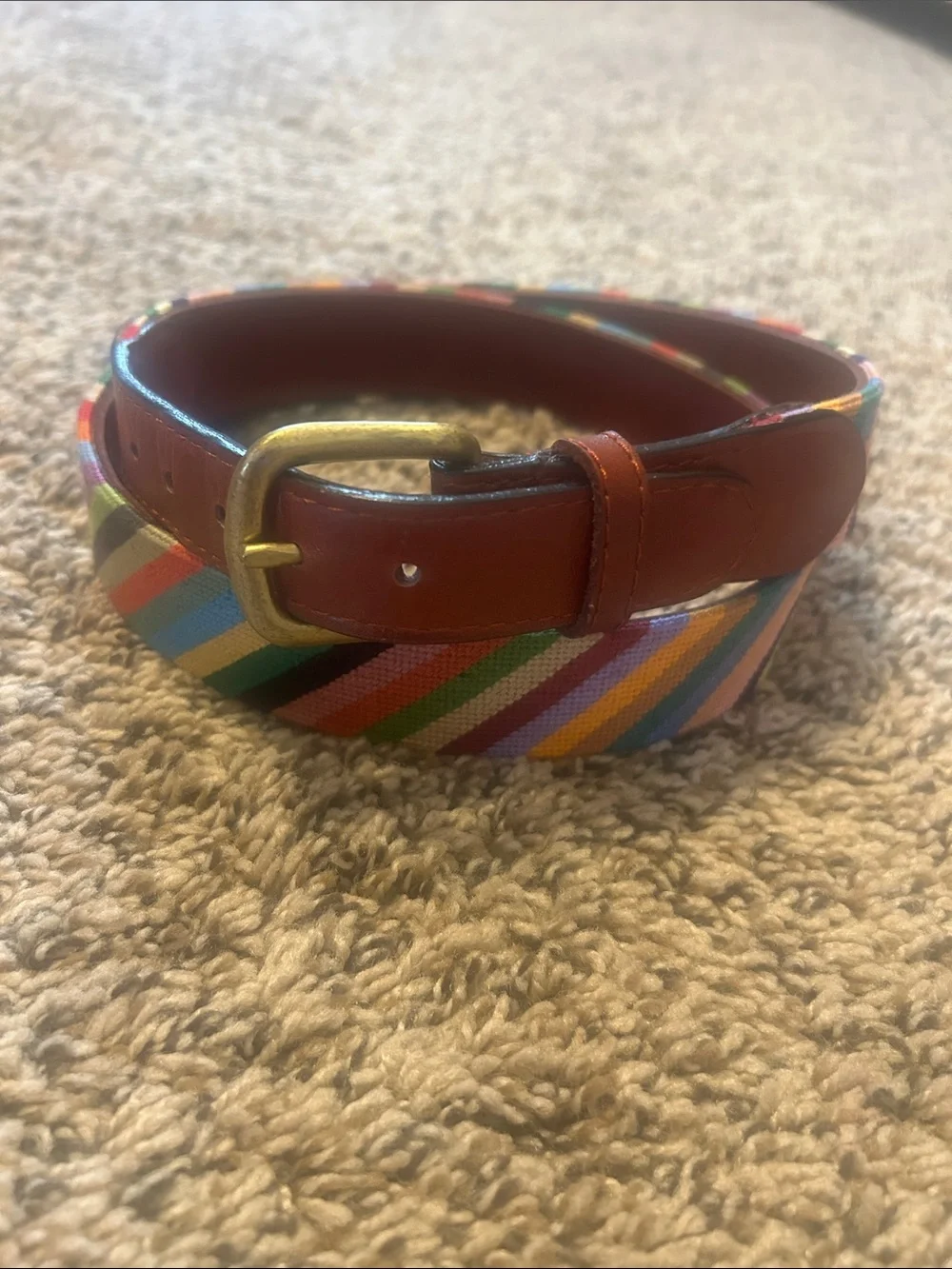 Smathers & Branson Parsons Stripe Needlepoint Belt